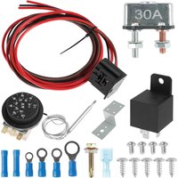 Kit de contrôleur de Thermostat de ventilateur de radiateur électrique de voiture, 12V, réglage du fil de relais de ventilateur à 3 broches avec relais automatique 40A, disjoncteur 30A
