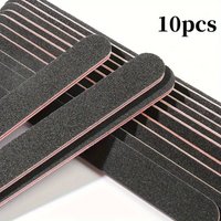 10pcs Professional Double-Sided Nail File Set - Easy To Use, Using Washable Black Sandpaper. Very Suitable For Natural Nails