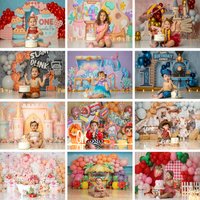 Girls Boys Birthday Backdrop Themed Party Balloon Garland Kids Baby Cake Smash Photography Decor Studio Backgrounds