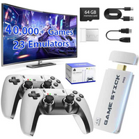 M15 4K TV Game Stick 64GB Built-in 3/40000+ Retro Games Console with Wireless Gamepads, Supports 20+ Simulators for HD TV Gaming
