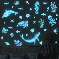 Luminous Ocean Animal Wall Sticker For Kids Bedroom Decor Baby Room Fluorescent Whale Sticker Glow In The Dark Home Decoration