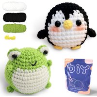 2pcs AMAXIN Crochet Kit for Beginners – Ocean Animal Amigurumi DIY Yarn Kit with Step-by-Step Instructions, Tools & Soft Yarn