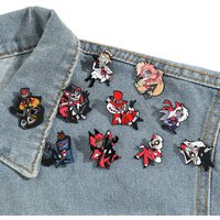 Anime Charlie Morningstar Vaggie Cosplay Costume Accessories Brooch Pin Cartoon Backpack Pendant Metal Prop Gift