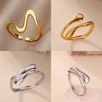 Fashion Hug Rings for Women 18K Gold Plated Stainless Steel Geometric Hug Adjustable Ring Valentine Jewelry Gift for Her
