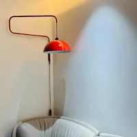 Long Arm Vintage Red Metal Wall Lamp for Foyer Living Room Bedroom Reading Dropshipping E27 New Style Lighting Sconce 110-240V