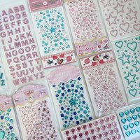 14 pieces of blue and pink stickers, crystal diamonds, children's decoration stage dress, makeup girl's pink and blue various di
