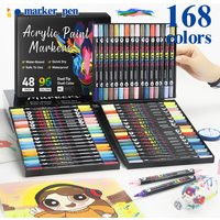 24-168 Colors Acrylic Markers Double Headed Soft Pen Tip 1-4mm For Painting Drawing DIY CD Graffiti For Kids Gift Art Supplies