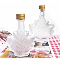 50ml 100ml 250ml Mini Maple Leaf Shape Whisky Alcohol Canning Small Wine Syrup Glass Bottles With Cover For Liquor Scotch