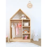 Children's Wardrobe Storage Cabinet Simple Solid Wood Furniture Hanging Shelf Baby Closet Clothes Cabinet Storage Locker