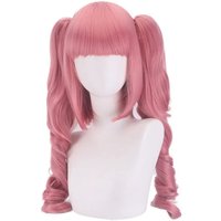 Anime Perona Miku Woman Cosplay Wigs Pink Double Ponytail Heat Resistant Synthetic Hair Full Wigs for Halloween Party Net Cap