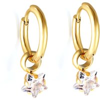 1Pair Trendy Jewelry Stainless Steel Star Heart Water Drop Geometry Cubic Zirconia Round Circle Hoop Earrings Huggie Party Gifts