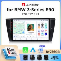 Junsun Wireless CarPlay Android Auto Autoradio für BMW 3er Serie (E90/E91/E92/E93) 2005-2013 mit integriertem Lüfter, Android GPS Navigation, Multimedia Player, WiFi, DSP, RDS, BT, SWC, IPS