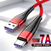 100W 7A USB to Type C Super Fast Charging Cable For Samsung Huawei Xiaomi Phone Charger Cable Nylon Braided Cord 0.25M/1M/2M/3M