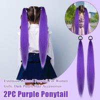 1pair Double Ponytail Purple Wig Girl Cosplay Props Ponytail Extension Colored Ponytail For Girls Dark Purple Hair Accessories