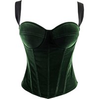 French Velvet Corset Crop Tops Women Bones Overbust Bra Cups Slim Halter Tube Top Zipper Y2k Clothes Strapless Slimming Shapewea