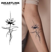 Ink Lotus Flower temporary tattoo sticker, waterproof magic tattoo, lasts to 15 days fake tattoo, semi permanent tattoo