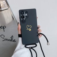 Love Lanyard Case For Samsung Galaxy S26 Ultra S25 FE S21 S22 S23 S24 Plus Shockproof Candy Crossbody Neck Cord Strap Soft Cover