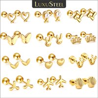 LUXUSTEEL Mini Niedliche Edelstahl Ohrstecker Frauen Mädchen Herz Schmetterling Kaninchen Helix Ohrknorpel Piercing Schmuck Geschenke
