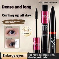 GECOMO Silk Grafted Fiber Mascara Set Double Tube Waterproof Long-Lasting Non Smudging Creates Long Naturally Curled Eyelashes