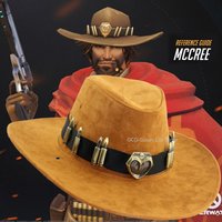 OW McCree Cole Cassidy Replica Cowboy hat Overwatch Metal Badge Soft Polyester Fabric Adjustable Strap Cosplay Costume Prop