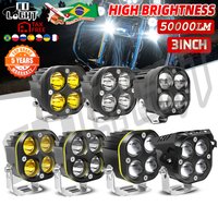 CO LIGHT Motorcycle Spotlights 3 Inch Car DRL 50000LM LED Work Spot Light 4x4 Offroad RGB Strobe Fog Lamp Automotive Accessories