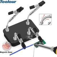 Toolour Magnetic Helping Hands Soldering Tool PCB Holder with 2/4 Flexible Clips & Steel Box for Soldering, Model Painting
