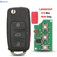 jingyuqin Remote Car key Fob For VW Volkswagen Beetle Golf Jetta GTI Passat Key FOB Transmitter Control 1J0959753T 315Mhz ID48