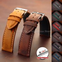 Pasek do zegarka ze skóry bydlęcej 14mm 16mm 18mm 20mm 22mm 24mm Vintage Ciemnobrązowy Pasek z mechanizmem szybkiego zwalniania do Samsung Galaxy Watch 8/7/6/5/4