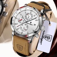 POEDAGAR Original Man Watch Date Waterproof Luminous Chronograph Quartz Men Wristwatch Leather Business Men's Watches Male Reloj