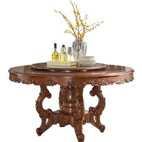 #American Style Solid Wood Antique Dining Table Swivel Tray Chair Set 6-Piece for Hotel Apartment Villa Dining