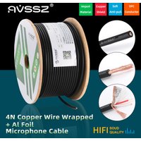 Copper Microphone Cable 100m Guitar Mixer Audio Signal Cable Dual Shield TPE Modified Jacket Fit XLR RCA 1/4'' 6.35 TS TRS Jack