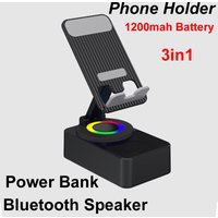 3-In-1 Cell Mobile Phone Holder Stand Bracket+Audio Power Bank+Wireless Bluetooth Speaker Adjustable Foldable Rotating Desktop L