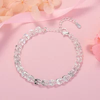 Wholesale Cute 925 Sterling Silver Pretty Lathes Carved Pattern Bracelets for Women Fashion Designer Jewelry Wedding Party