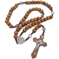 Rosary Catholic Rosary Handmade Wooden Cross Religious Car Ornaments