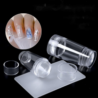 2in1 French Manicure Stamping Kit Nail Art Design Plates with Stamper Reusable Polish Stencil Templates for Salon Home DIY