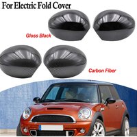 Rearview Mirror Cover Electric Side Rear View Folding Mirror Caps Gloss Black Carbon Fiber For Mini R55 R56 R57 R58 R59 R60 R61