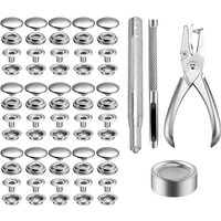Kit de 200 boutons-pression en acier inoxydable avec outil de fixation pour la couture de vêtements et l'artisanat du cuir DIY