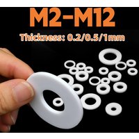 PTFE Flat Washer M2 M2.5 M3 M4 M5 M6 M8 M10 M12 White Sealing Gasket High Temperature Resistance Spacer for Water Pipe Joint
