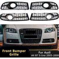 Honeycomb Mesh Hex For Audi A4 B7 S-line 2006-2008 S4 Car Lower Bumper Fog Light Grille Light Cover 8E0807681F Auto Accessories image 4