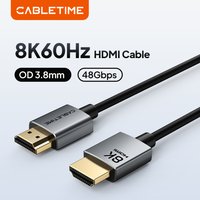 CABLETIME 8K Slim HDMI 2.1 Cable HDMI to HDMI Cable 8K@60Hz 4K@120Hz Ultra HD Resolution 3.8mm Width for Laptop Lenovo Dell