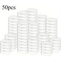 50 Transparent Plastic Storage Boxes with Clear Lids - Sealed Stackable Organizing Containers, Durable and Transparent Design, S