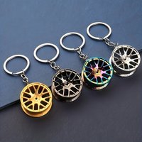 1Pc Zinc Alloy Wheel Hub Keychain, Metal Car Modification Pendant Key Ring Creative Men Daily Portable Auto Decor Gift