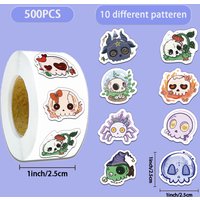 500PCS Creative Halloween Groovy Skull Roll up Helmet Decoration DIY Water Cup Phone Case Notebook Personalized Stickers