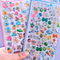 Sweet Cute Party 3D Puffy Sticker Cute Cartoon Candy Stickers for Phone Laptop Cup Journal Scrapbook Decoration School Supplies
