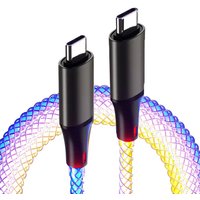66W USB C Fast Charge Cable RGB LED Light Fast Charging Type C to Type C High Speed Data Cord For iPhone Xiaomi Huawei Samsung