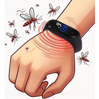 Unisex Wearable Mosquito Repellent Wristband, Physical & Ultrasonic, Non-Chemical, for Home & Outdoor, Includes 2 Batteries