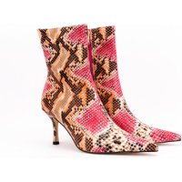2022 New Big Size 45 Autumn Winter Women Short Boots 6.5cm High Heel Short Plush Black Red Snake Ankle Boots Brand Women's Shoes