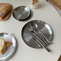 201 Stainless Steel Plate,Korean Barbecue Plate Snack Bone Bread Plate,Round Metal Cup Fruit Dessert Tray ,Kitchen Organizer