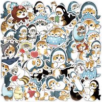 50Pcs Funny Kawaii Cat Aesthetic Stickers Cute Cartoon Decal Notebook Laptop Water Bottle Phone Decoration Sticker