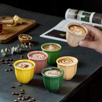 Embossed Tulip 6-piece Set 100ml Middle Eastern Small Arabic Style Ceramic Espresso Cup Dopamine Color
